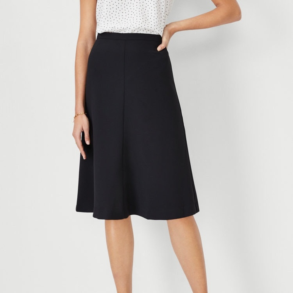 2P Ann Taylor Black Petite Midi Skirt